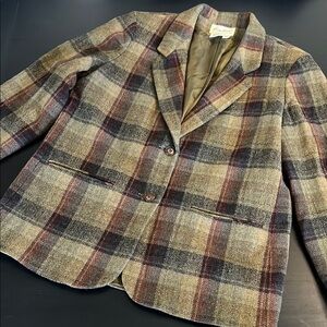 Eddie Bauer Plaid Blazer - Brown, Gray, Red
